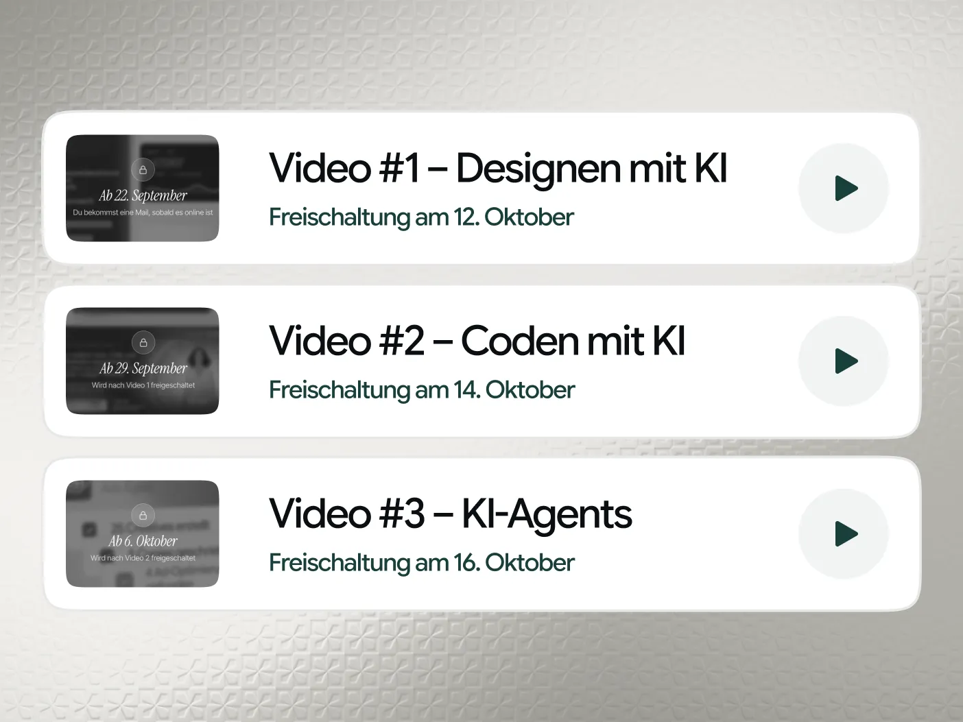Drei Videos für die Warteliste